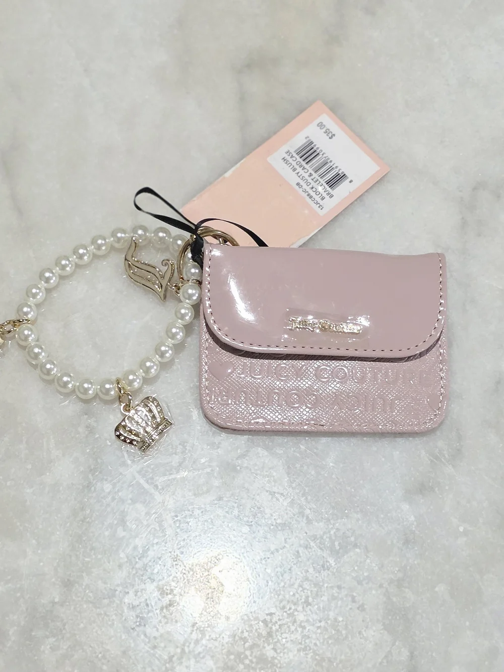 NWT Juicy Couture Bracelet & Card Case Set Dusty Blush Pink